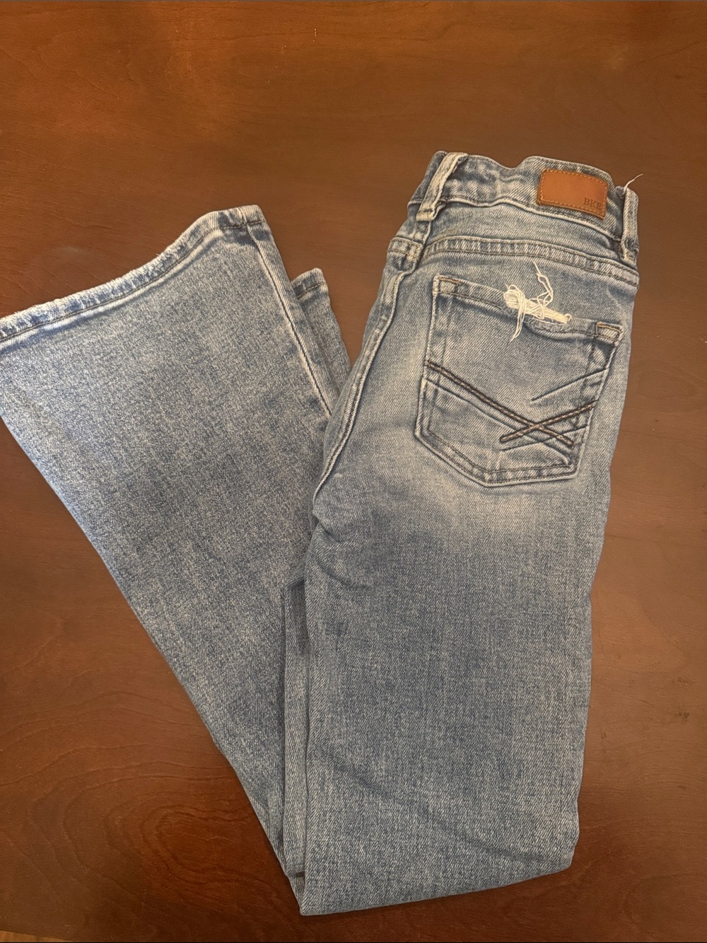 BKE Light Blue Kids Flare Jeans with Embroidered Back Pocket